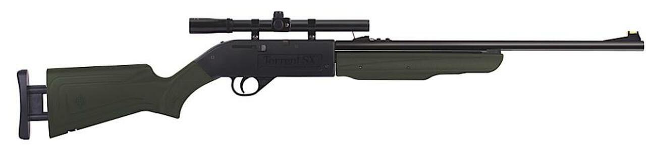 Crosman Torrent SX Air Rifle Kit Bolt .177 & BBs Adjustable Grn Stock Black