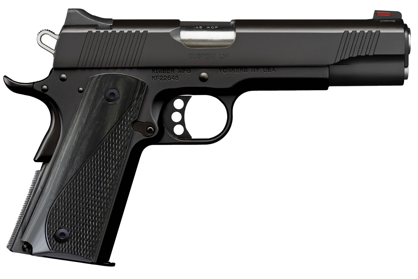 Custom LW 45 ACP Pistol with Blacked Out Small Parts and Gray Laminate Grips