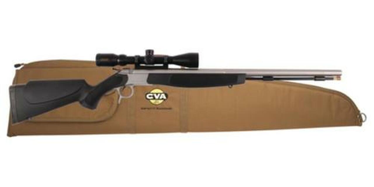 CVA Optima v2 209 Magnum Series .50 Caliber 26″ Stainless Steel Fluted Barrel Black Stock KonusPro 3-9×40 Scope Padded Case