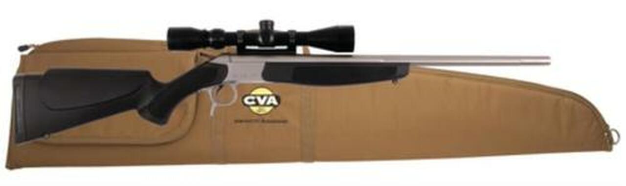 CVA Scout V2 Single Shot Package .44 Magnum 22″ Stainless Steel Barrel Synthetic Stock Black With KonusPro 3-9x40mm Riflescope and Case