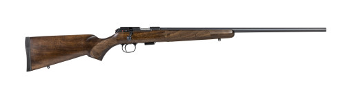 CZ 457 American 22 LR, 20″ Threaded Barrel, Nitride Finish, Black, Maple Wood Stock, 5rd
