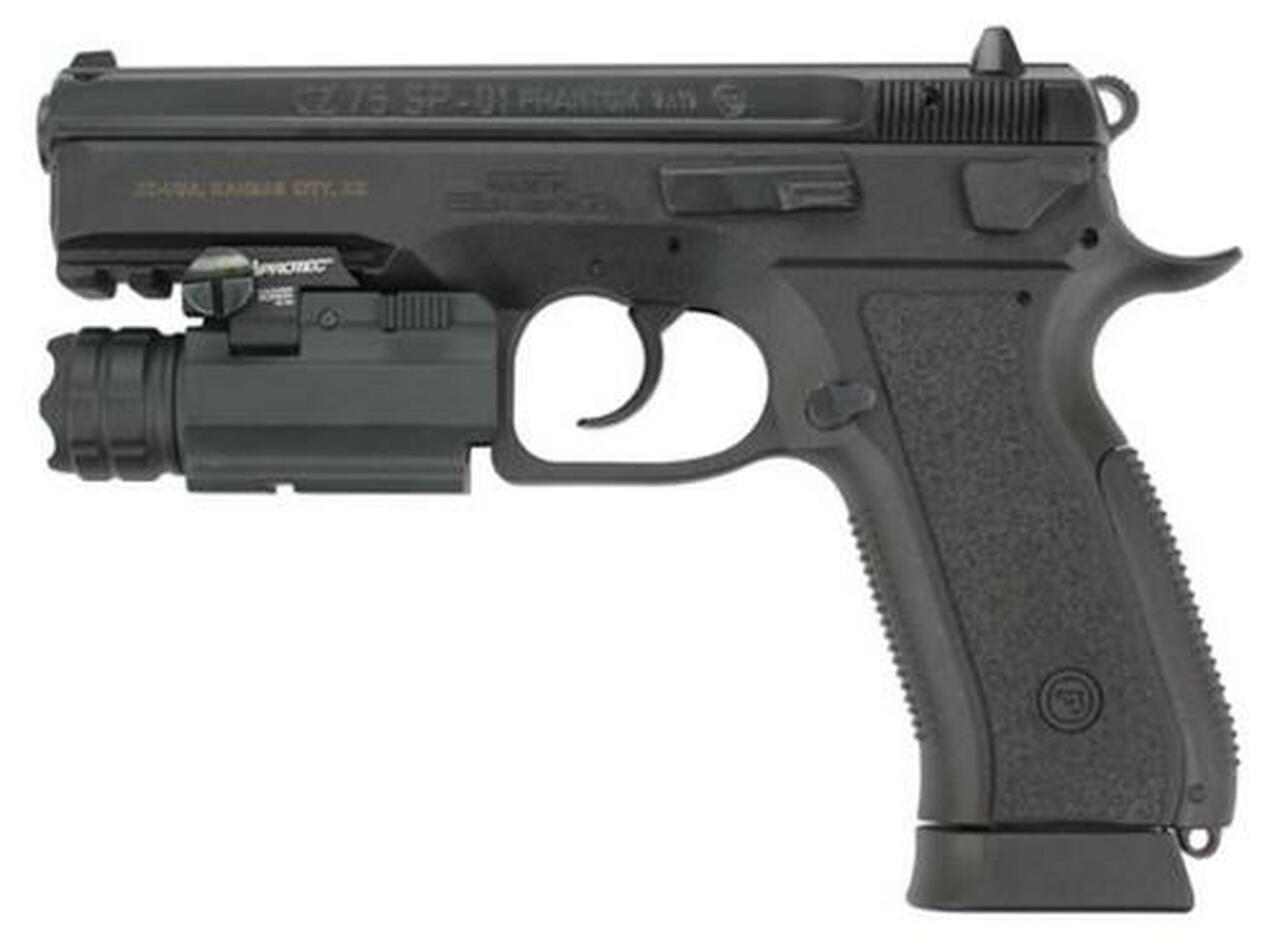 CZ 75 SP-01 Phantom 9mm Black 4.6″ Barrel, Rail Mount Tac Light18rd Mag
