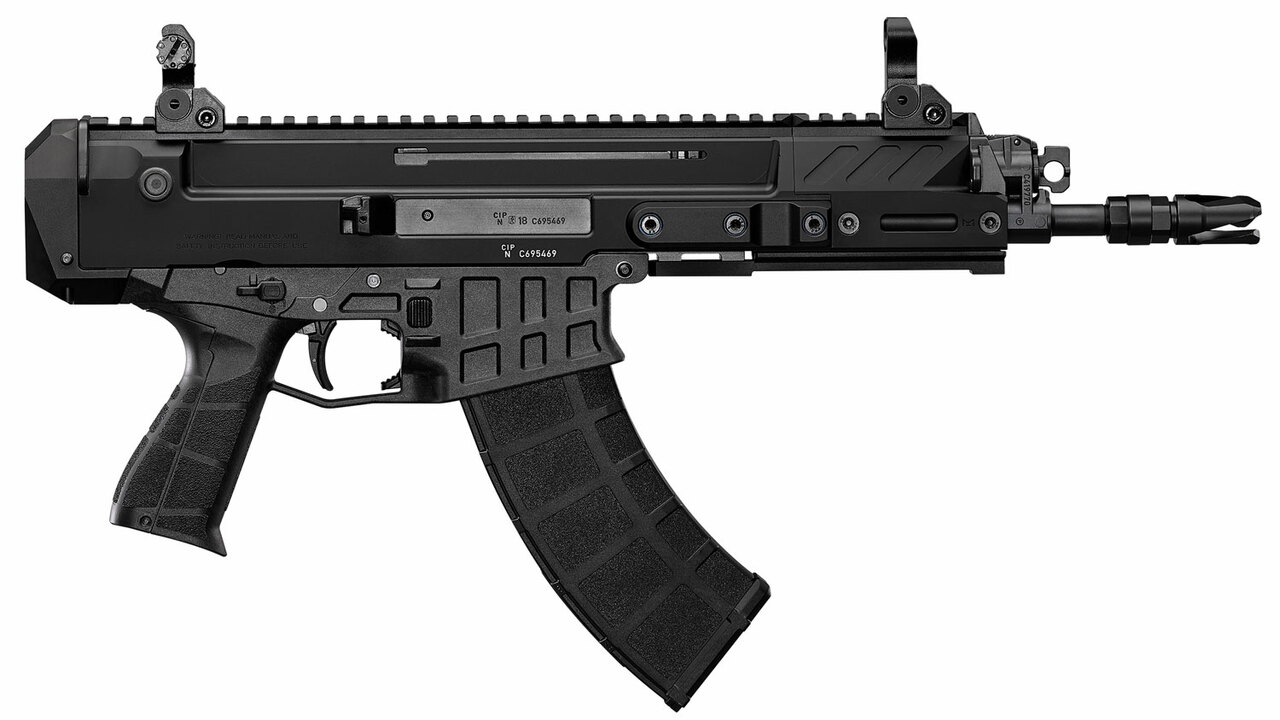 CZ Bren 2 MS Semi Auto Pistol 7.62x39mm, 14.17″ Barrel, Folding Sights, Black, 30rd