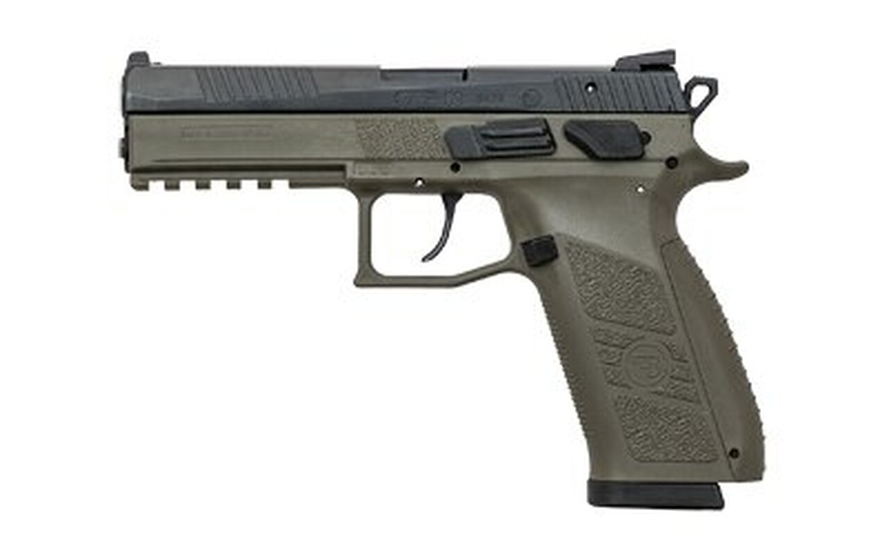 CZ P-09, 9mm, OD Green Frame, Black Slide; NS – Interchangeable Back Straps – 10 rd Mags
