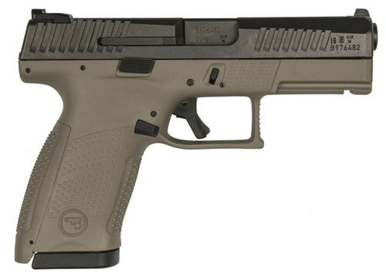 CZ P-10 Compact, 9mm, 4″ Barrel, 10rd, Flat Dark Earth Grip, Black Slide