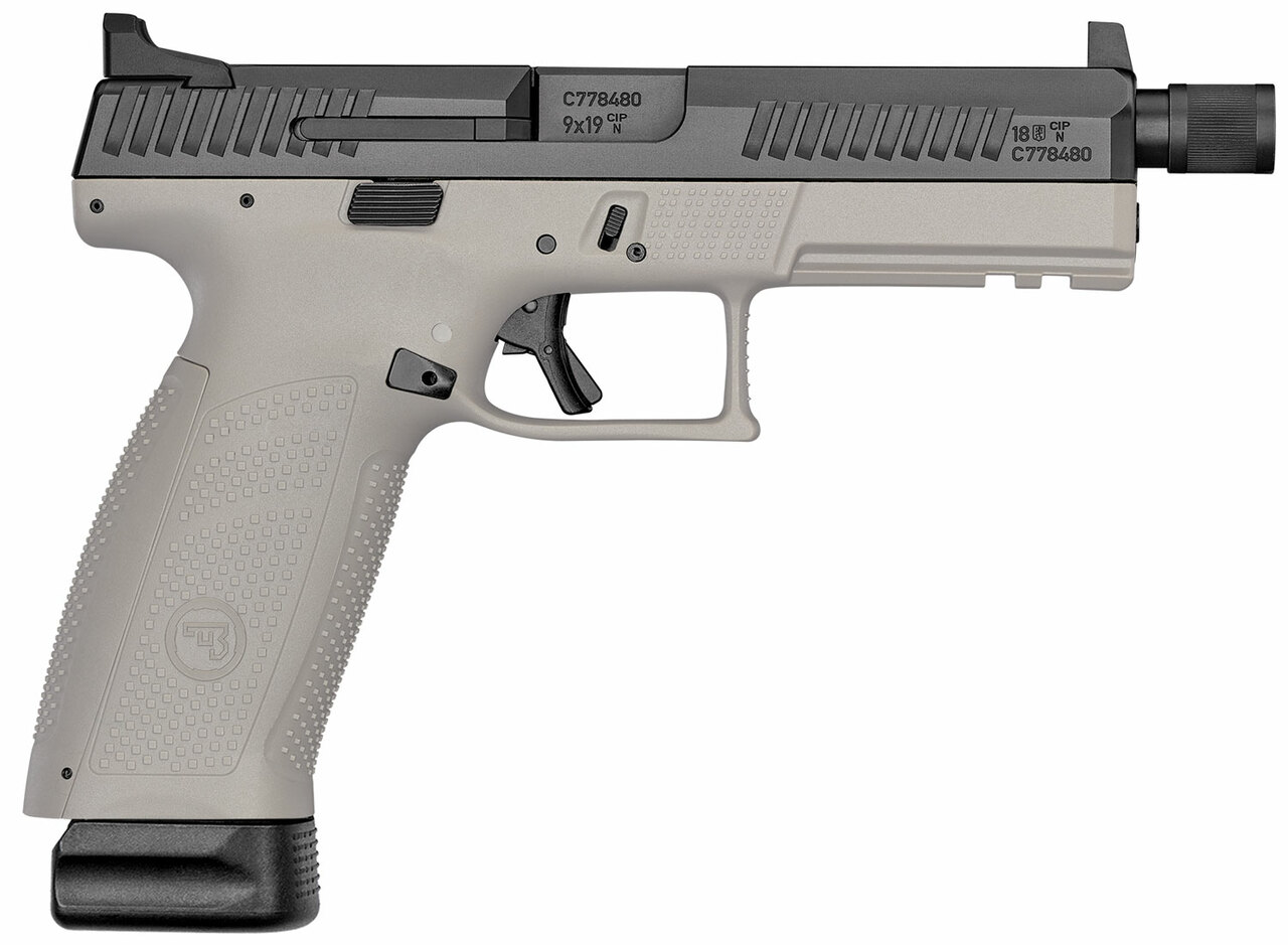 CZ P-10 Full Size 9mm, 4.5″ Threaded Barrel, High Metal Night Sights, Gray, 10rd