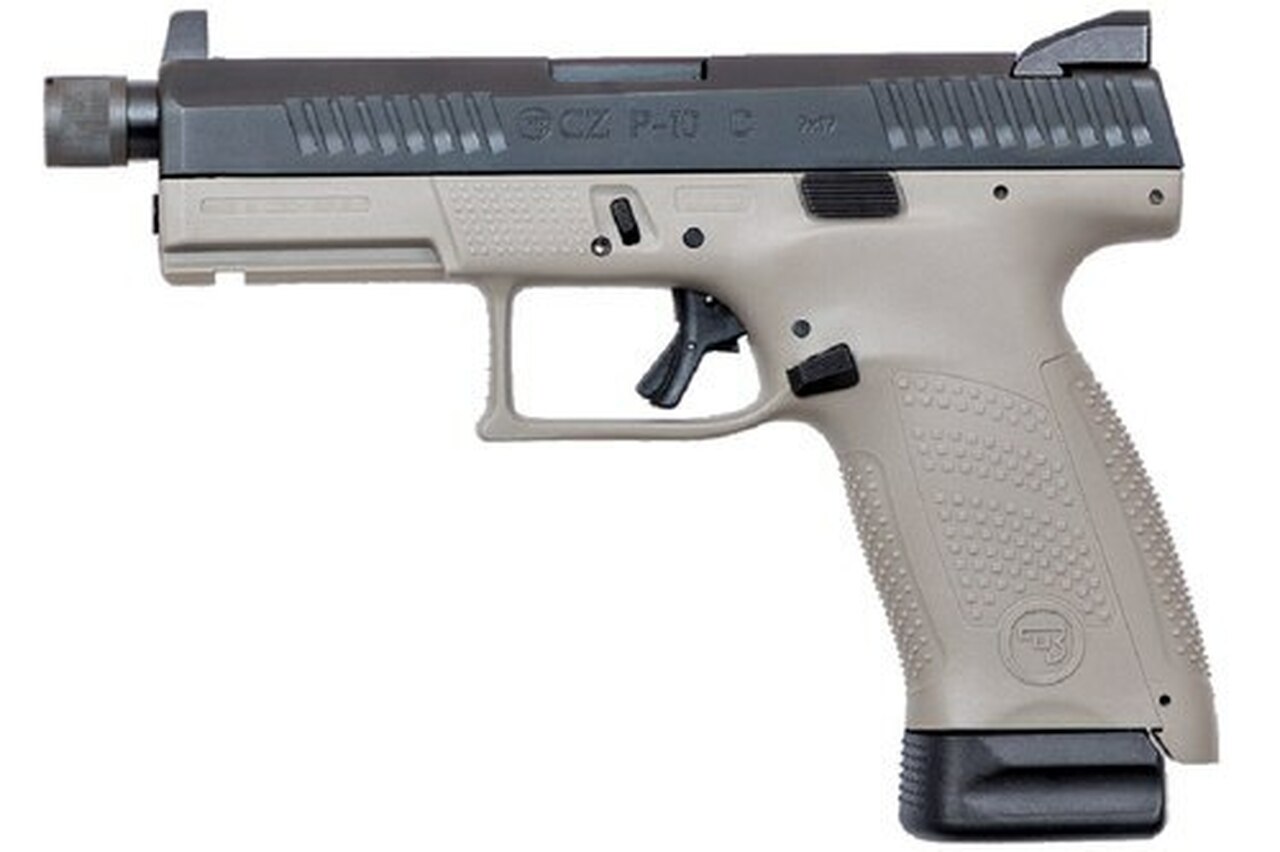 CZ, P-10C, 9mm, 4″ Threaded Barrel, Suppressor Ready, Polymer Frame And Grips, Trigger Safety, Compact, Semi-automatic, High Night Sights, 10Rd, Striker Fired, Gray Finish