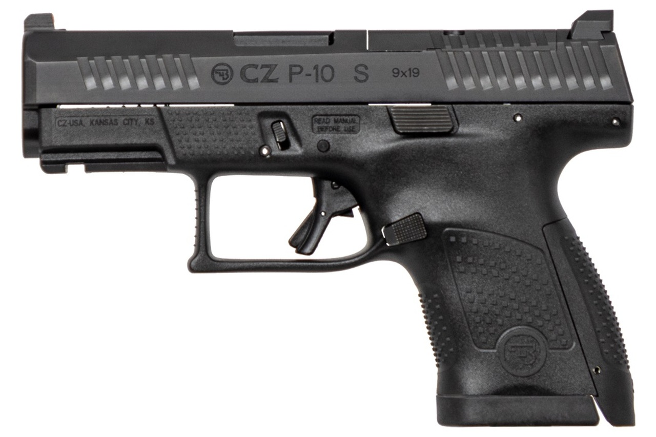 CZ P-10S, Semi-automatic, Striker Fired, Sub-Compact, 9mm, 3.5″ Barrel, Polymer Frame, Black Color, Nitride Finish, Ambidextrous, Trigger Safety, Fixed Sights, 12Rd, 2 Magazines