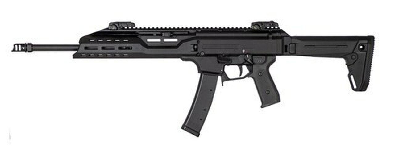 CZ, Scorpion Carbine 9mm, 16″ Barrel, Black, Magpul Stock Grip and Flip Up Sights, 35rd