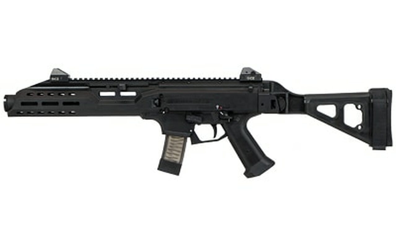 CZ Scorpion EVO 3 S1 Pistol 9mm, 7.7″ Barrel, Flash Can, Folding Brace, Black,1/2×28 Threads, 10rd Mags