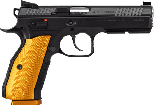 CZ Shadow 2 9mm, 4.89″ Barrel, Black, Orange Aluminum Grip, Optic Ready, 19rd