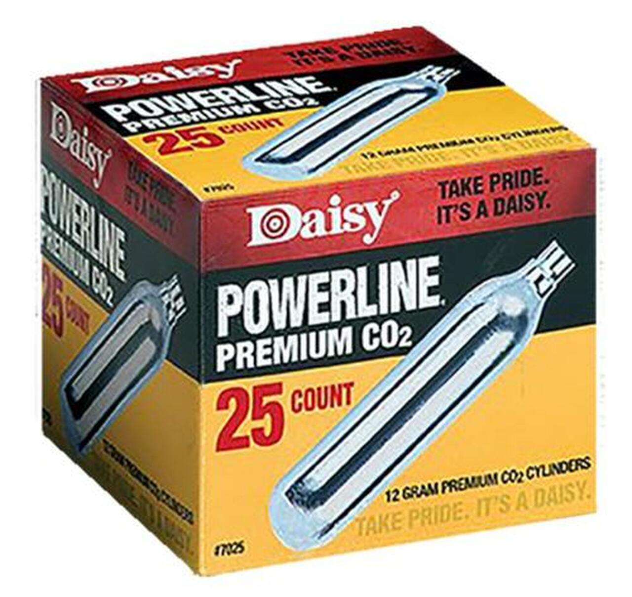 Daisy 7025 Powerline CO2 Cylinders, 12 Grams, 25 Per Box