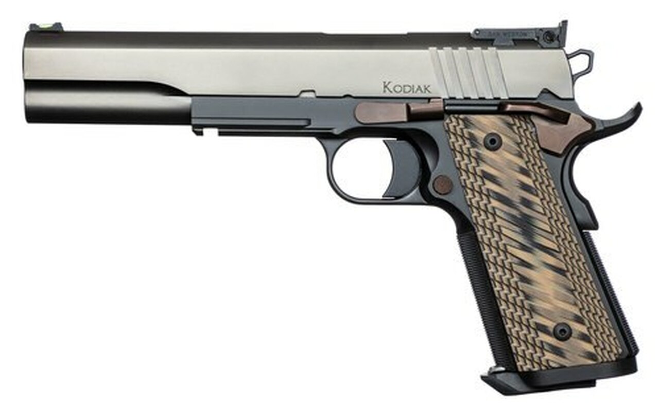 Dan Wesson Kodiak 10mm, 6.03″ Barrel, Brown G10 Grips, Duty Finish Stainless Steel Slide, 8rd