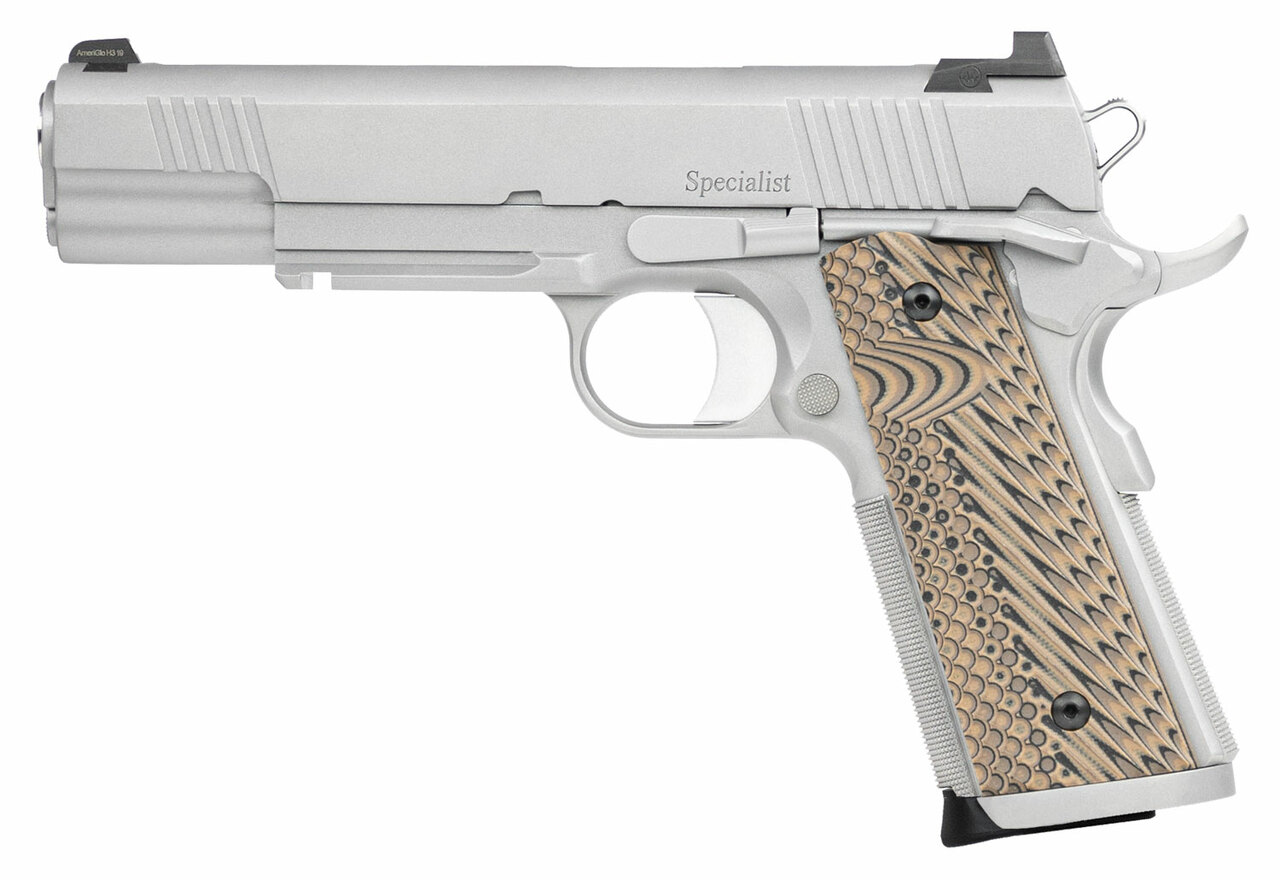Dan Wesson Specialist 1911 9mm Luger 5″ Barrel Black Stainless Steel Black/Brown G10 Grip 10rd Mag