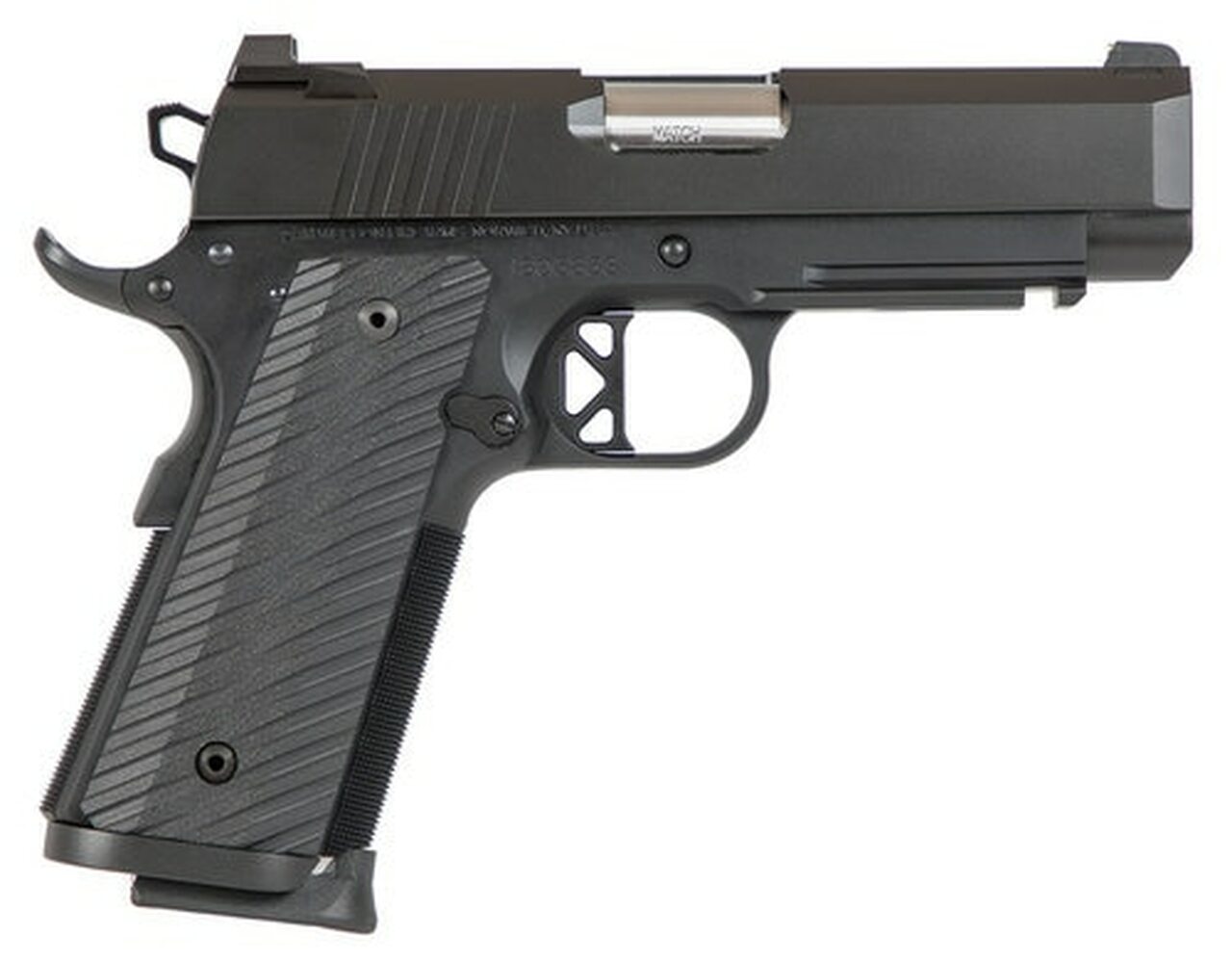 Dan Wesson, TCP 9mm, Semi-automatic, 1911, Commander, 9mm, 4″ Bull Barrel, Aluminum Frame, Black, G10 Grips, Holds 8Rds, 1913 Rail, Right Hand, 32oz, Thumb Safety, Brass Bead Front Sight, U-Notch Rear Sight