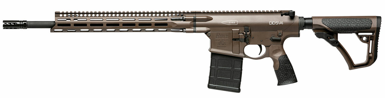 Daniel Defense DD5 V4 762X51, 18″ CHF Barrel, 1:11″ Twist, 5/8X24″ Thread, Brown Finish, Daniel Defense Furniture, M-LOK Rail, Fully Ambidextrous Controls, Grip-N-Rip Charging Handle, 1 20Rd PMAG