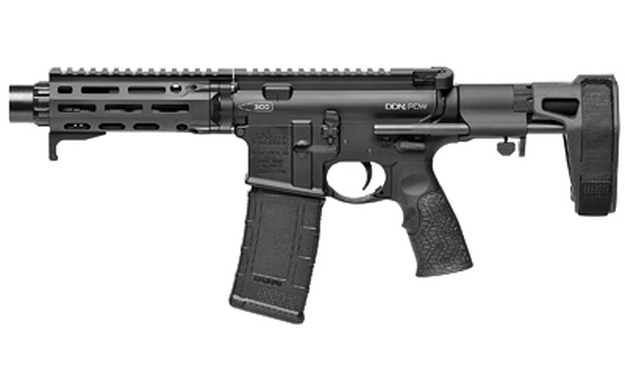 Daniel Defense, DDM4 PDW 300 Blackout, 7″ Cold Hammer Forged Barrel, 1:7 Twist, Black, Maxim Defense CQB Pistol Brace, Grip-N-Rip Charging Handle, Linear Compensator, 30rd