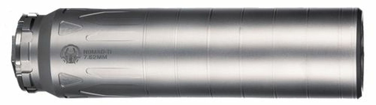Dead Air Nomad-TI 7.62mm Suppressor, 6.5″ Length, 9.6oz Weight, 5/8×24 TPI, Raw Titanium Finish