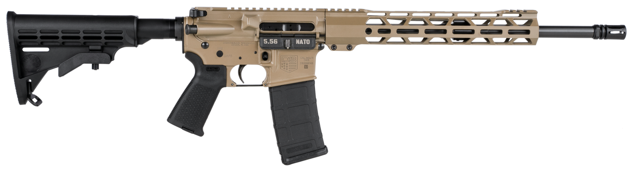 Diamondback DB15 223 Rem/5.56mm, 16″ Barrel, Flat Dark Earth, 6 Position Stock, 30rd