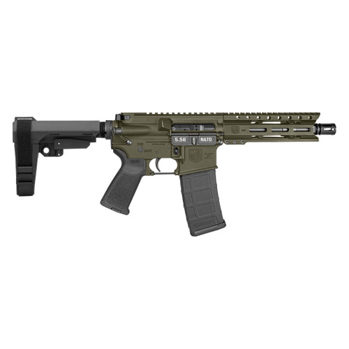 Diamondback DB15 5.56mm 30rd,7″ Olive Drab Green Cerakote Heavy Barrel 6″ M-Lok Handguard 7075-T6 Aluminum SBA3 Brace Magpul MOE Grip