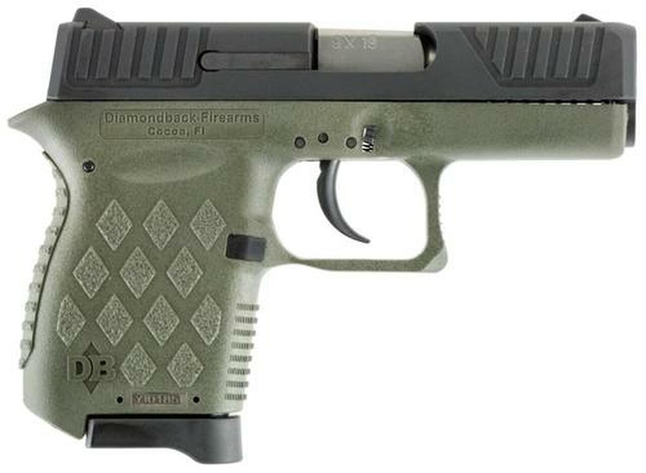 Diamondback DB9 9mm, 3″, 6rd, OD Green Frame/Black Slide, Adj. Sights