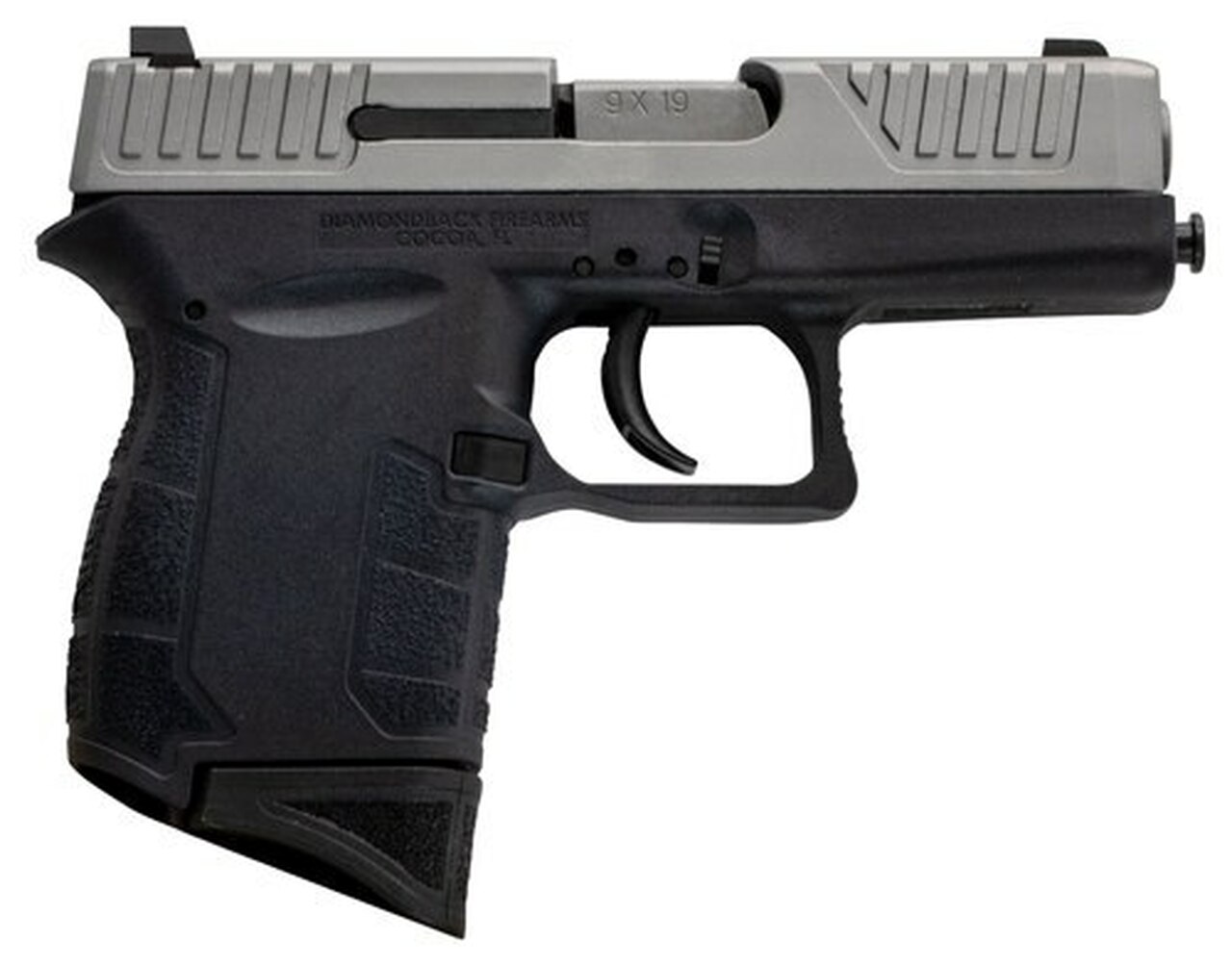 Diamondback DB9 Striker Fired, Sub-Compact, 9mm, 3″ Stainless Steel Barrel, Nickel Boron Coated Barrel and Slide, Black Polymer Frame, 6Rd, 1 Magazine