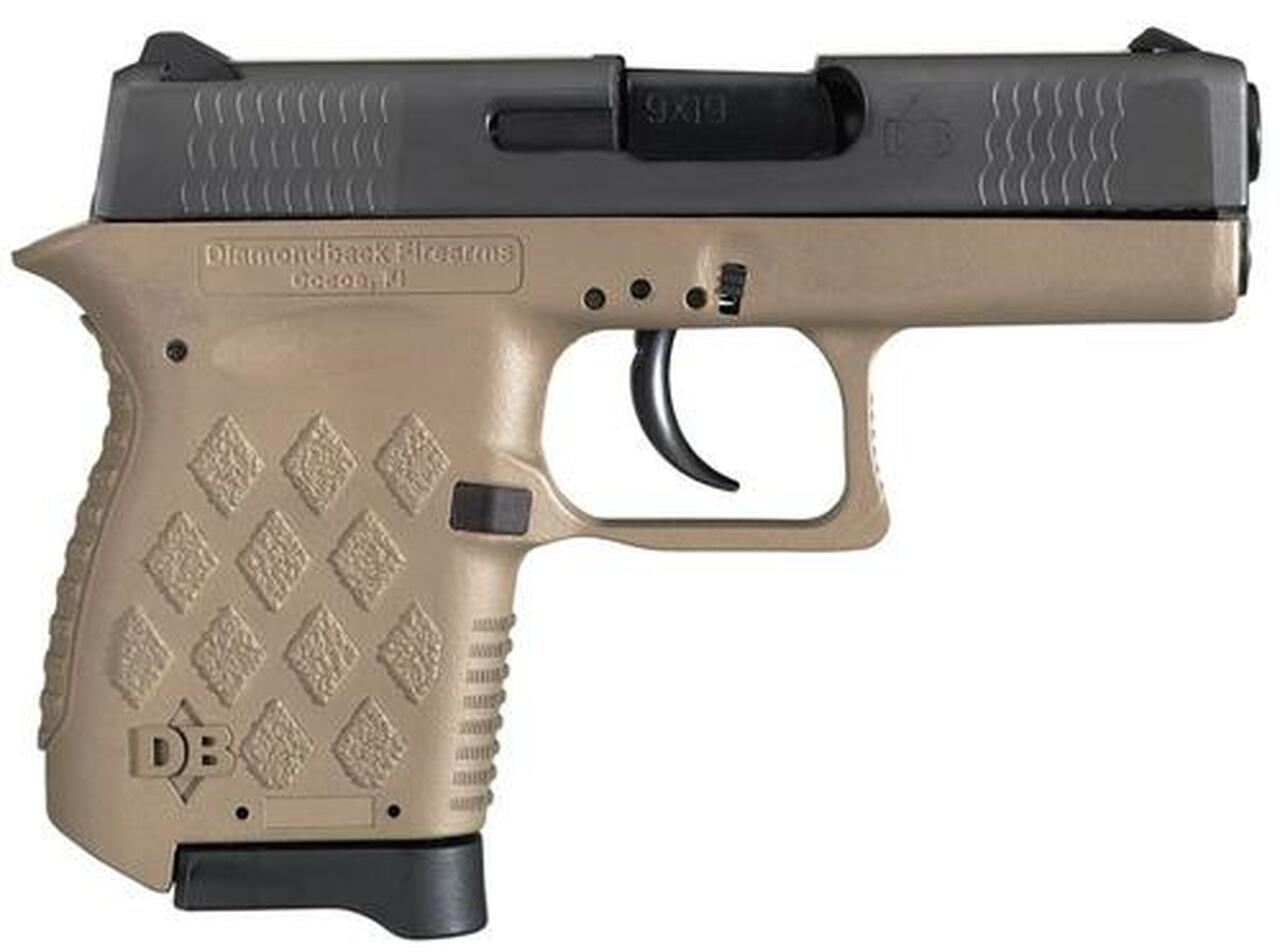Diamondback Micro-Compact DAO 9mm 3″ Barrel, Flat Dark Earth Poly Grip/Frame Black Slide, 6rd