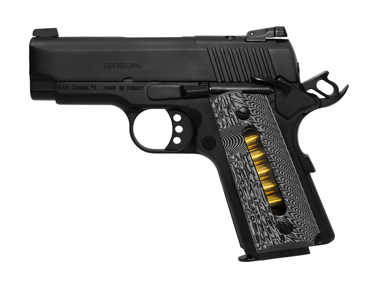 EAA Girsan MC1911 SC Ultimate 9mm, 3.4″ Barrel, G10, Blued/Black, 7rd
