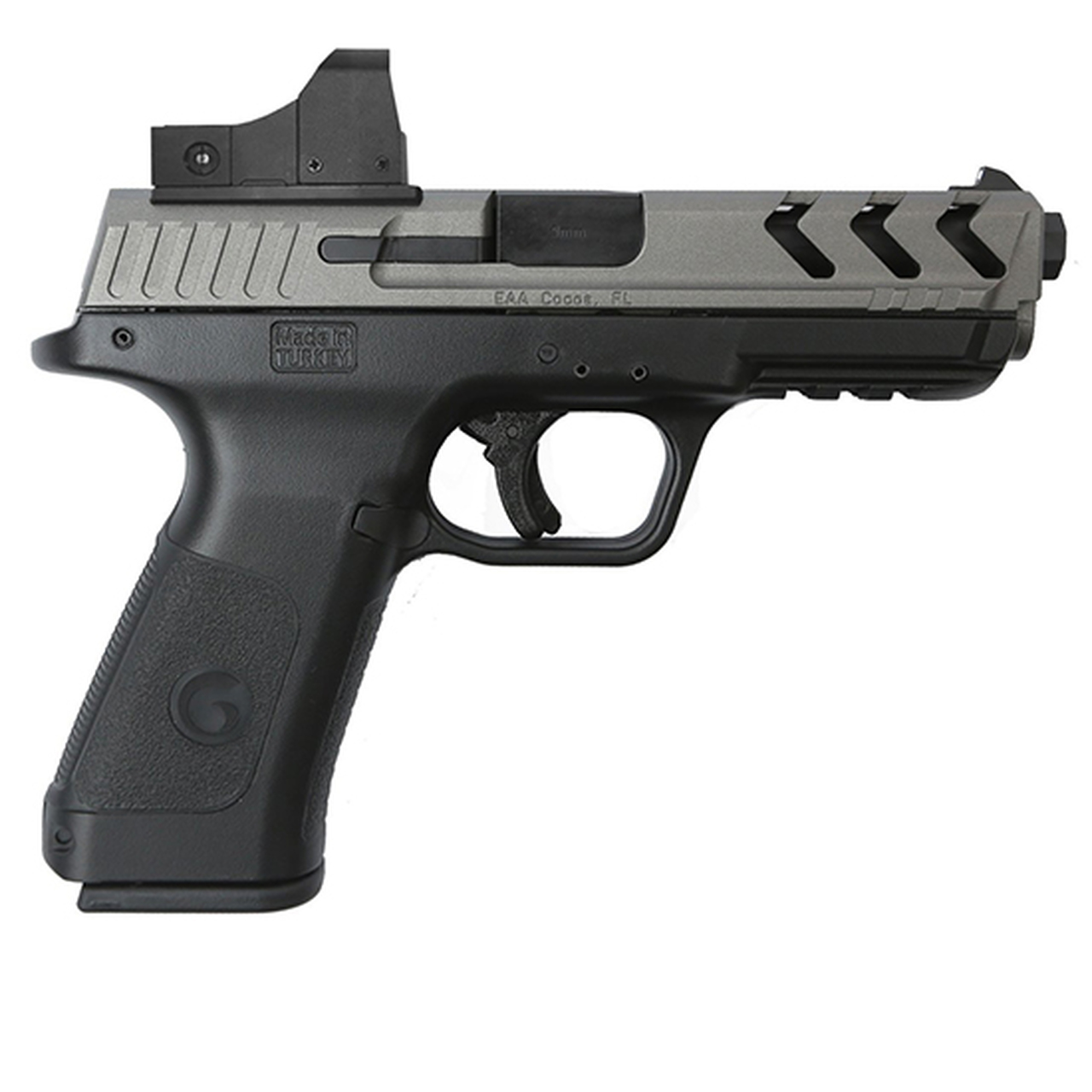 EAA Girsan MC28SA 9mm, 4.25″ Barrel, Red Dot, Black/SS, 15rd