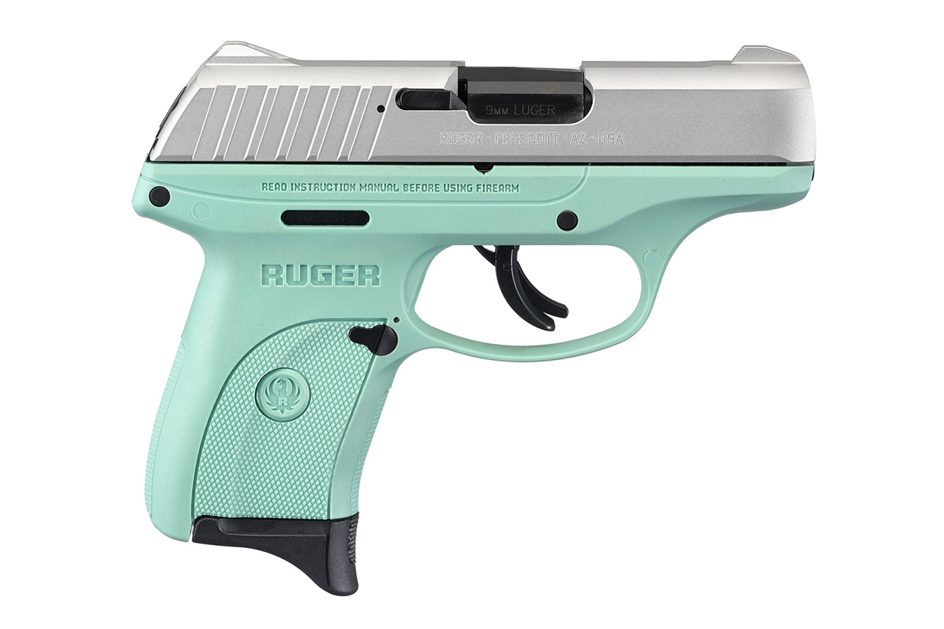 EC9s 9mm Semi-Auto Pistol with 7-Round Magazine and Turquoise Frame
