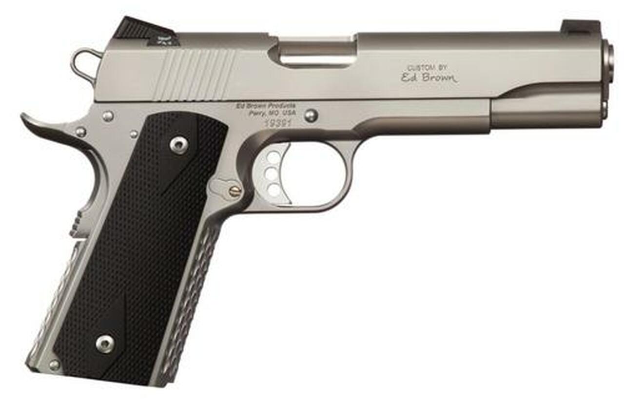Ed Brown Alpha Elite Single 45 ACP 5″ Barrel Black Grips SS Frame 7 Rd Mag