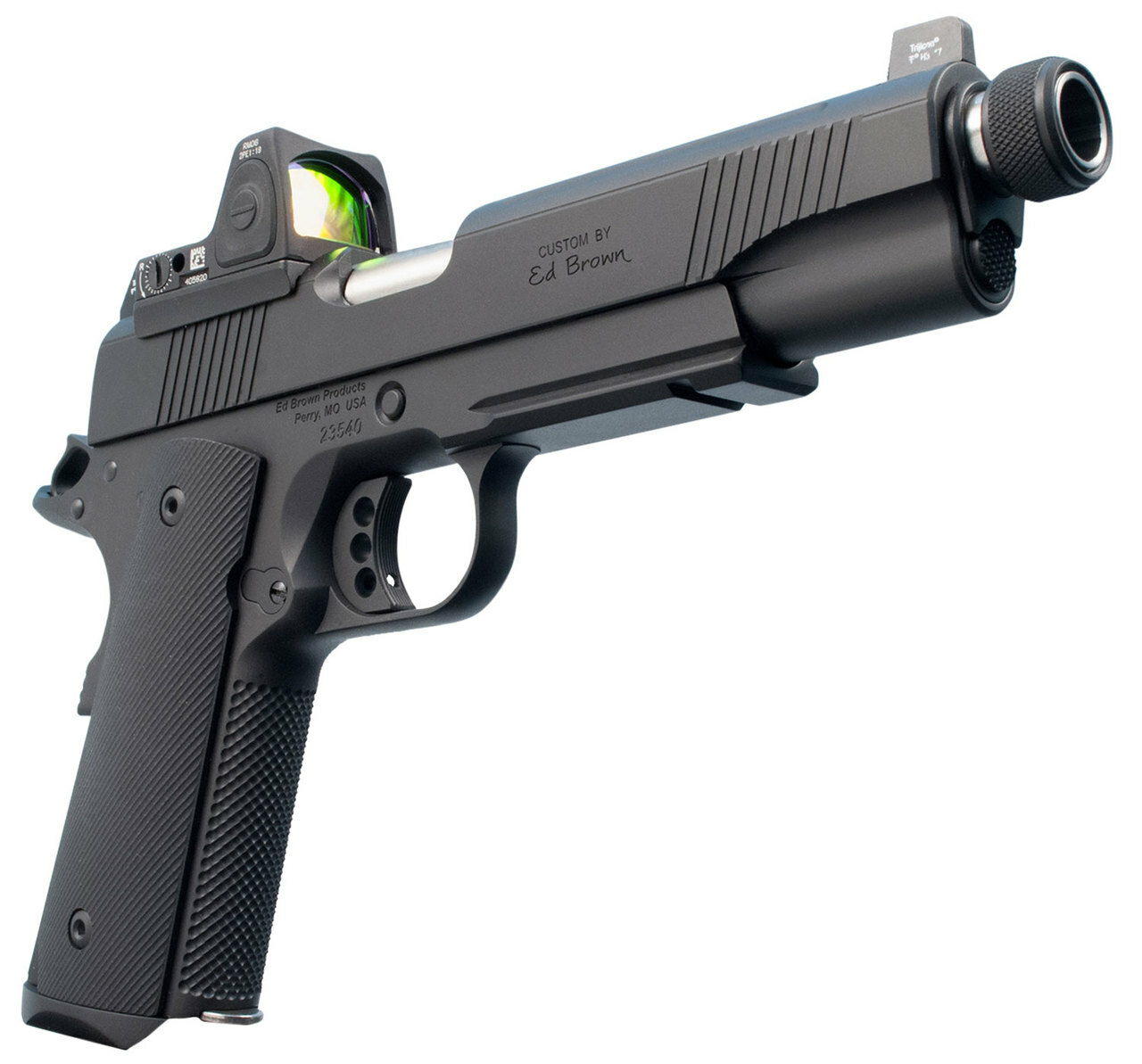 Ed Brown Special Forces SR Single 45 ACP 5″ Threaded Barrel, NS/Red Dot Black Polymer Grip Black Gen4, 7rd