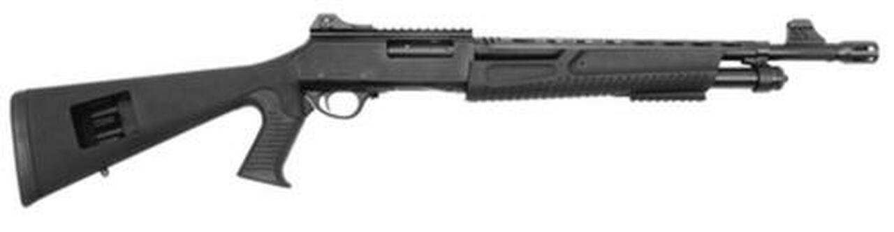 Escort Home Defense Tactical 12 Ga 3″ Chamber 18″ Blued Barrel Muzzle Brake TacStock2 Black With Pistol Grip 5rds