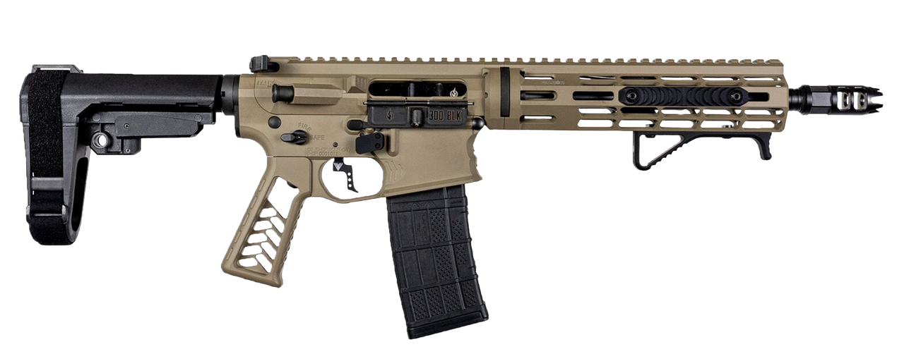 Falkor Phantom AR-15 Pistol 300 Blackout, Flat Dark Earth, 10.5″ Barrel SBA3 Brace 30rnd Mag