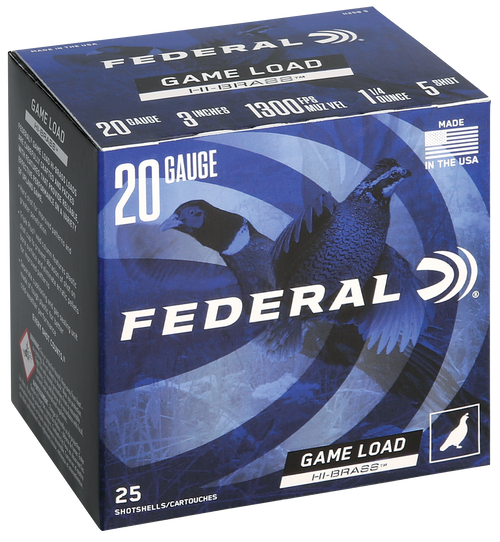 Federal Game-Shok 20 Ga, 3″, 1 1/4 oz, 5 Shot, 25rd Box