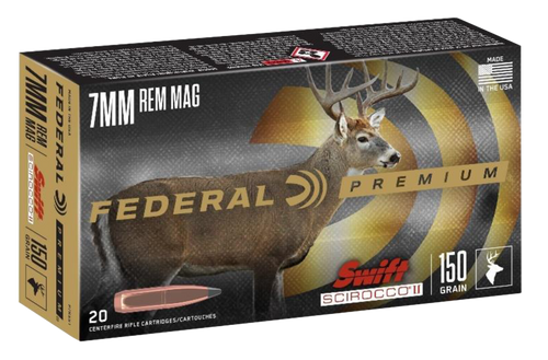 Federal Hunting 7mm Remington Mag, 150gr, Swift Scirocco II, 20rd Box