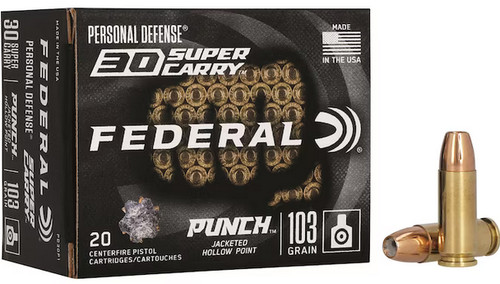 Federal Personal Defense 30 Super Carry, 103gr, Punch Hollow Point, 20rd Box