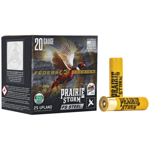 Federal Prairie Storm 20 Ga, 3″, FS Steel, 7/8 oz, 4 Shot, 25rd Box