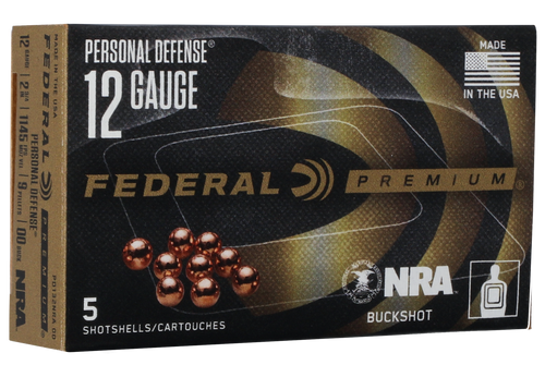 Federal Premium 12 Ga, 2.75″, 9 Pellets, 00 Buck Shot, 5rd Box