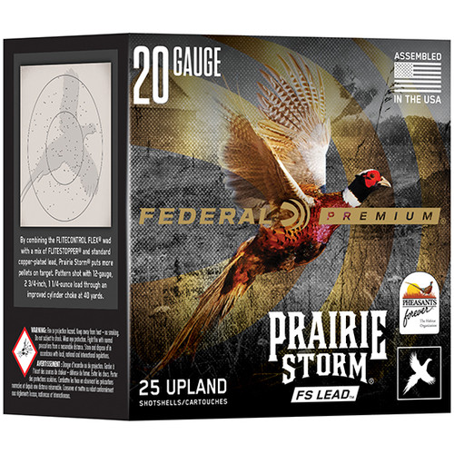Federal Premium 20 Ga, 2.75″, 1 oz, Prairie Storm, 5 Shot, 25rd Box