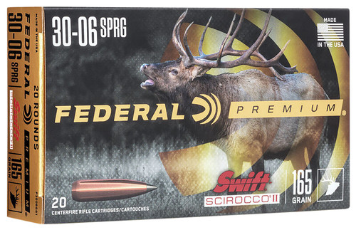 Federal Premium 30-06 Springfield, 165gr, Swift Scirocco II, 20rd Box