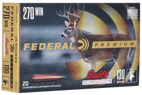 Federal Premium Hunting 270 Win, 130gr, Swift Scirocco II, 20Bx/10Cs