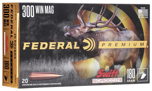 Federal Premium Hunting 300 Win Mag, 180gr, Swift Scirocco II, 20Bx/10Cs