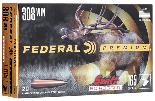 Federal Premium Hunting 308 Win, 165gr, Swift Scirocco II, 20rd Box