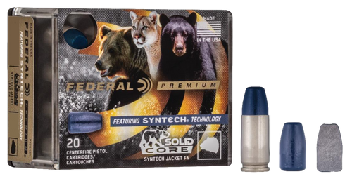 Federal Premium Hunting 40 S&W, 165gr, Solid Core Synthetic Flat Nose, 20Bx/10Cs