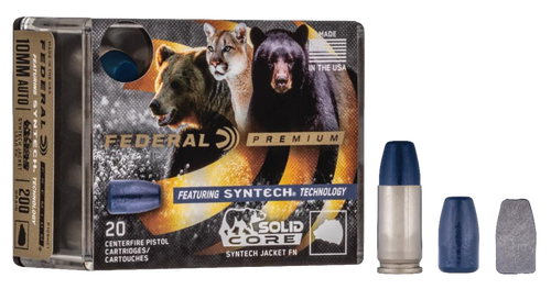 Federal Premium Hunting 9mm +P, 147gr, Solid Core Synthetic Flat Nose, 20Bx/10Cs