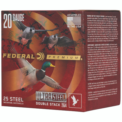Federal Premium UltraSteel 20 Ga, 3″, 1 oz, 2 & 4 Shot, 25rd Box