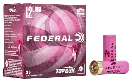 Federal Top Gun 12 Ga, 2.75″, 1 1/8 oz, 8 Shot, Pink Shells For Breast Cancer Awareness, 25rd Box