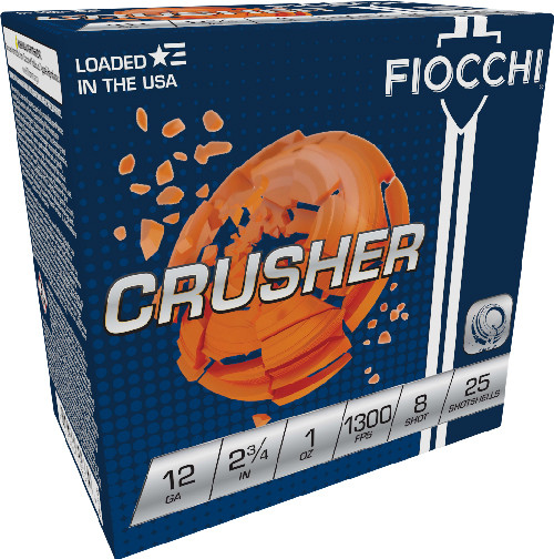 Fiocchi Crusher 12 Ga, 2.75″, 1oz, 8 Shot, 250rd Case