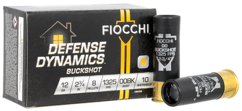 Fiocchi Defense Dynamics 12 Ga, 2.75″, 8 Pellets, 00 Buck Shot, 10rd Box